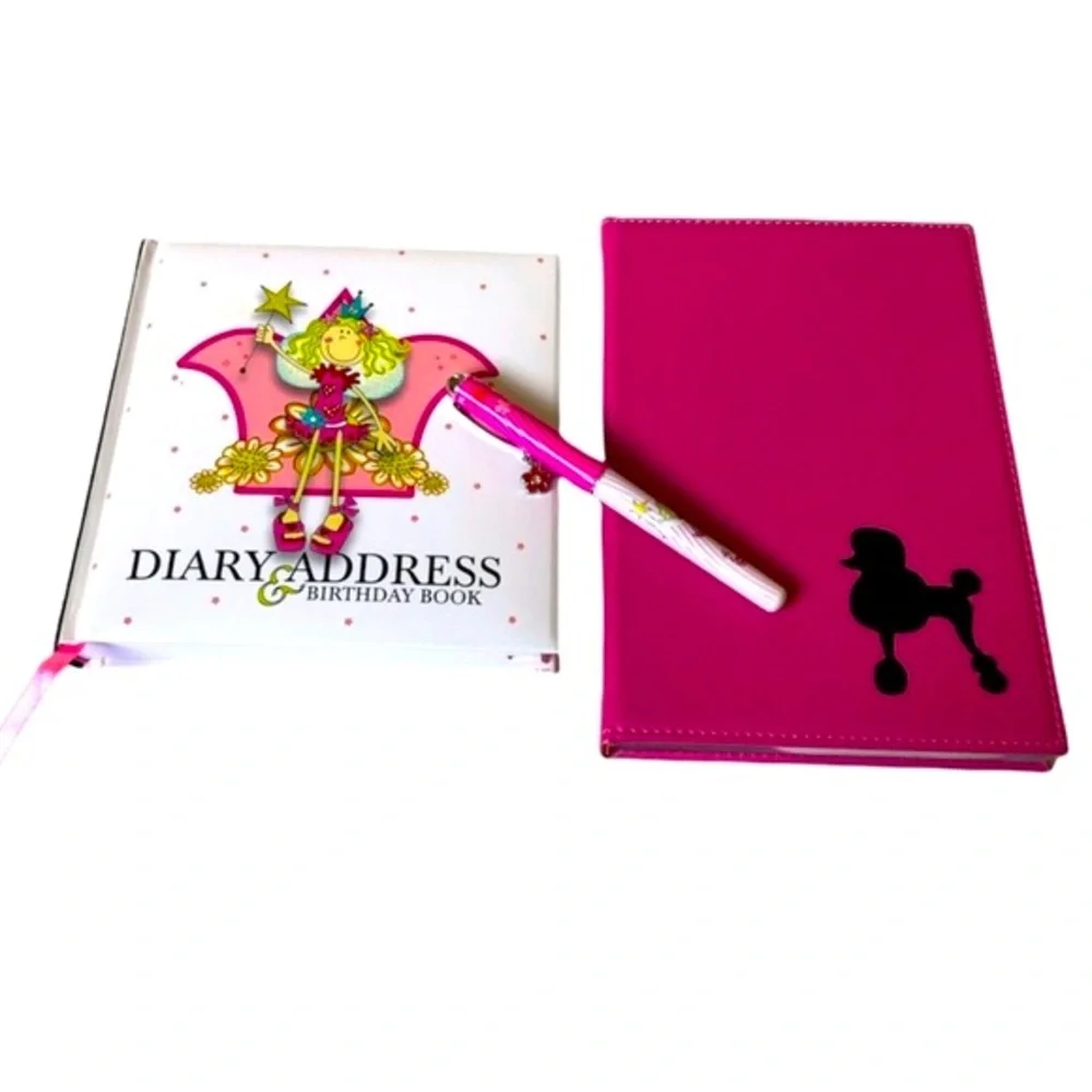 Vintage Y2K Princess Diary Address Book Journal Set White Pink Kids Stationery